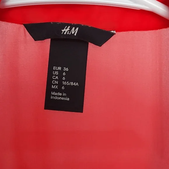 H&M Hot Red Sheer Sleeveless Top - Picture 2 of 5